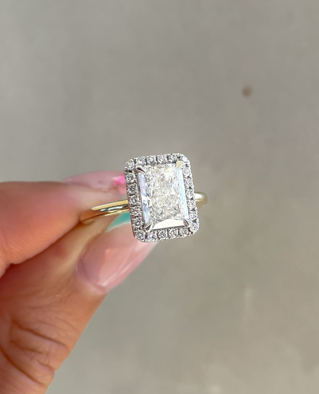 2.5Ct White Radiant Cut Halo Ring | Wedding Ring For Bridal | Women Jewelry | Gift For Her