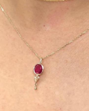 2.77Ct Red Oval Cut Bezel Pendant | Anniversary Gift Pendant | Perfect Gift Pendant For Wife | Sentimental Gift Pendant | Women Jewelry