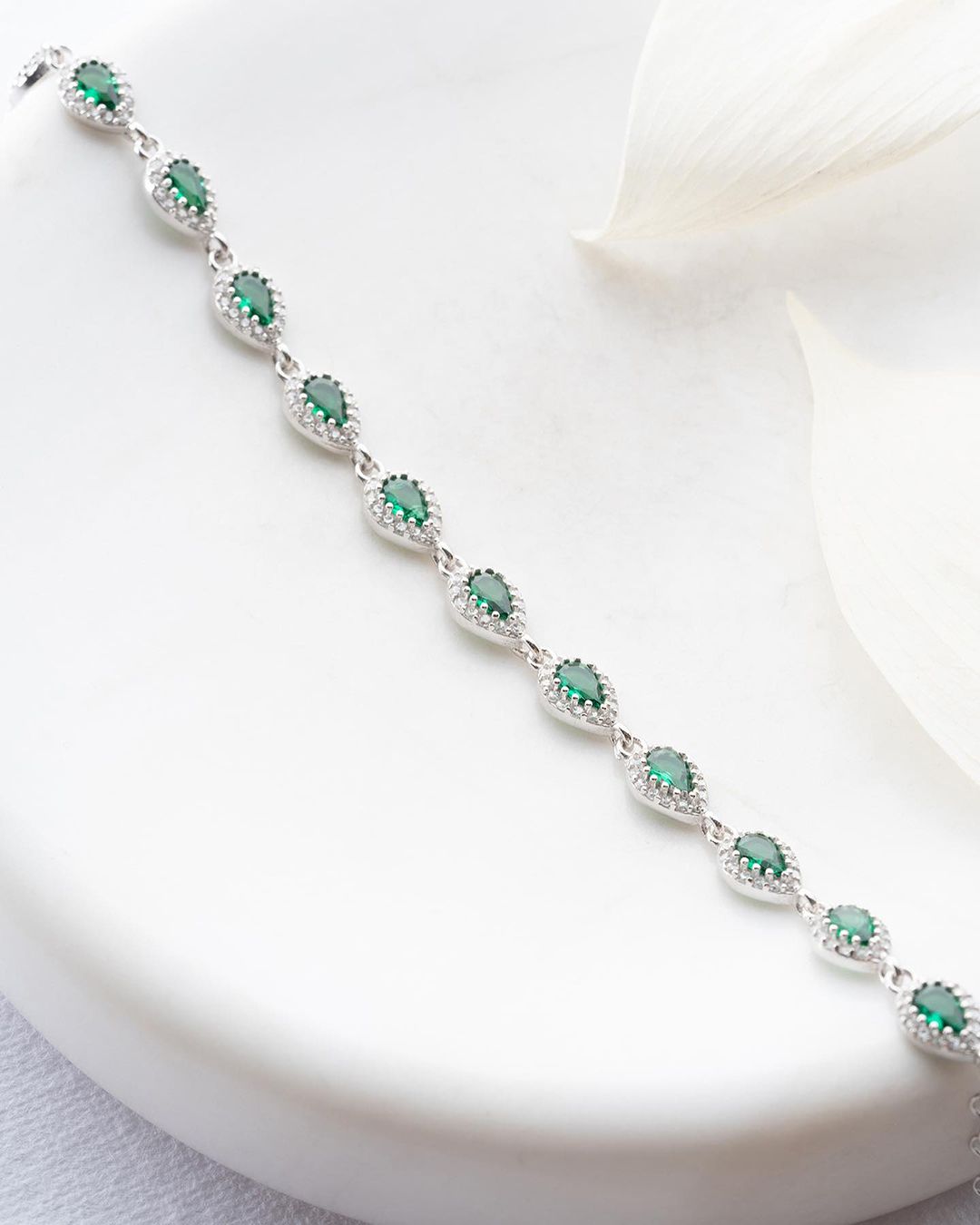 Green Pear Brilliant Cut Signity Diamond Tennis Bracelet For Women | Halo Tennis Bracelet | Thank You Gift Bracelet
