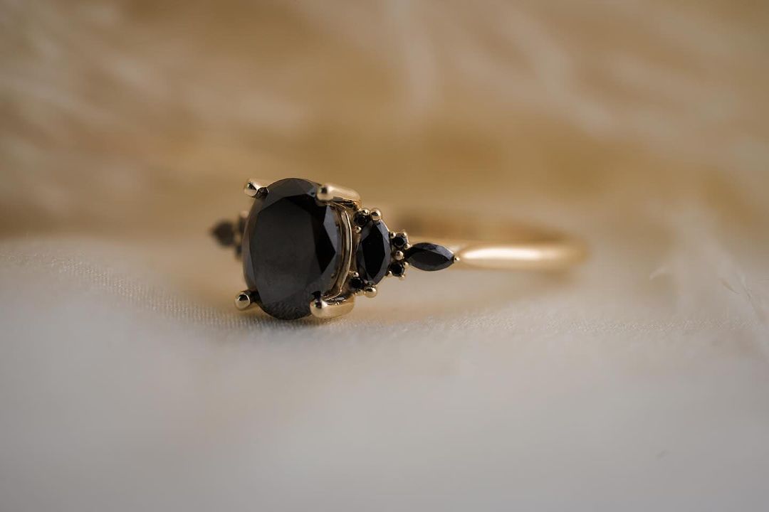 2.5Ct Black Oval Cut Solitaire Ring | Anniversary Gift Ring | Promise Ring | Statement Ring