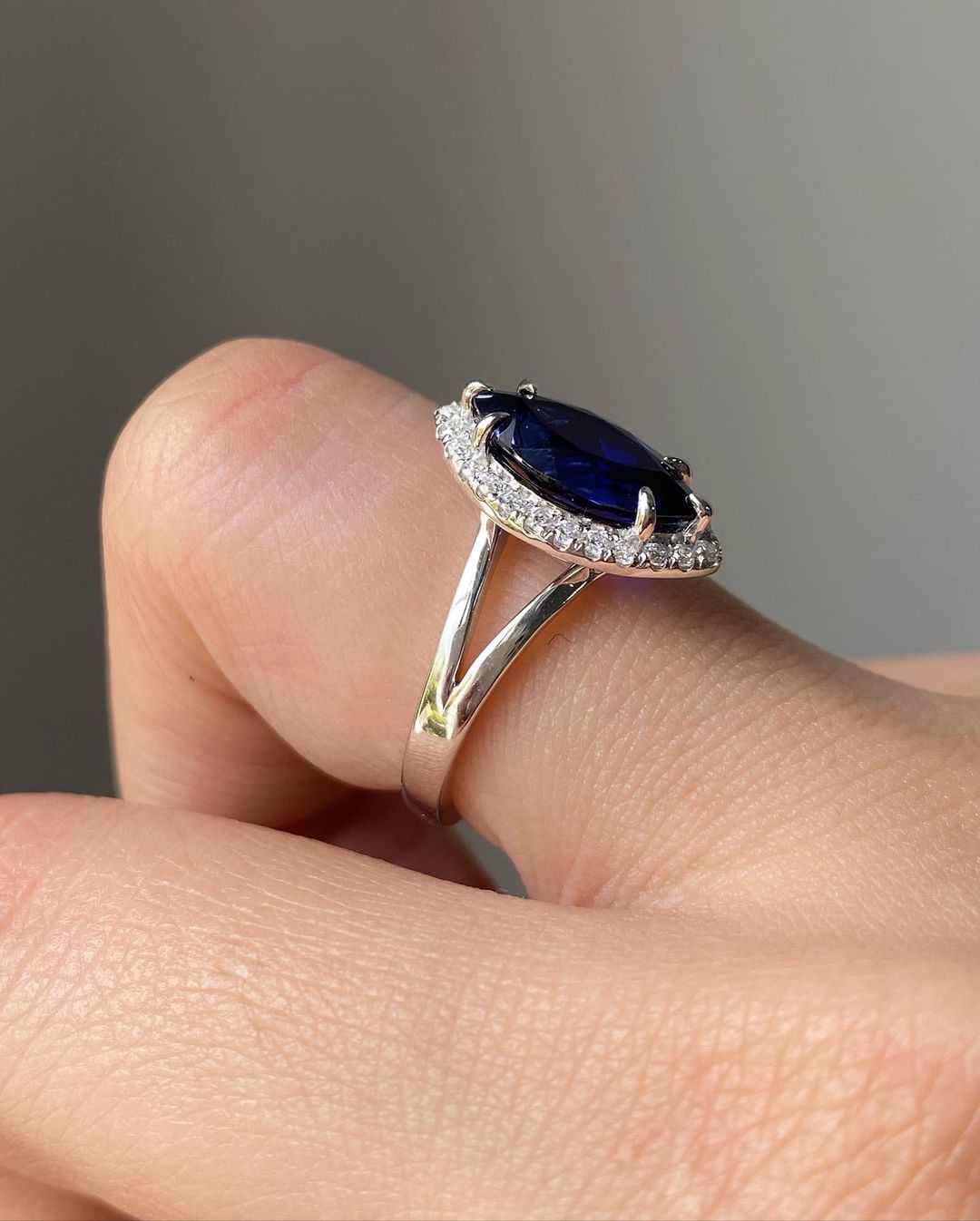 2.80Ct Blue Marquise Cut Halo Ring | Anniversary Gift Ring | Jewelry Collection For Women
