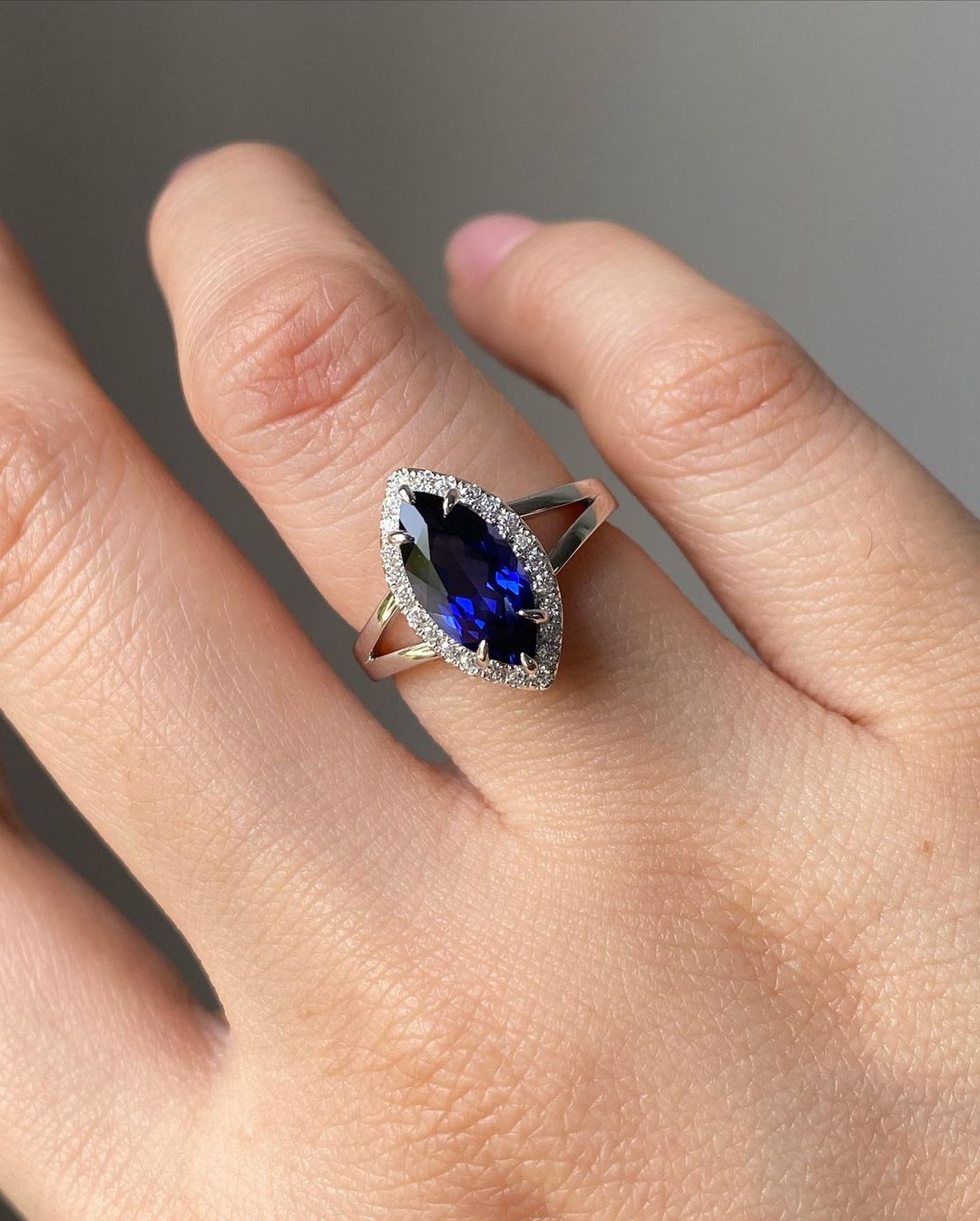 2.80Ct Blue Marquise Cut Halo Ring | Anniversary Gift Ring | Jewelry Collection For Women
