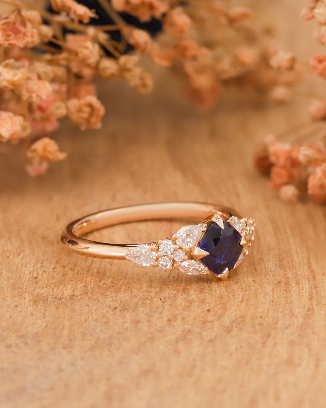 3.2CT Blue Cushion Cut Solitaire Ring | Engagement Ring For Fiancee | Glamorous Ring | Women Jewelry Collection