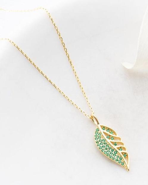 Leaf Shape 2.77Ct Green Round Cut Cluster Pendant | Forever One Pendant | Stylish Pendant | Women Jewelry