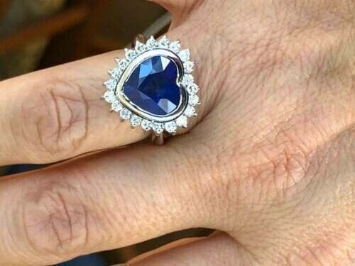 2.88Ct Blue Heart Cut Bezel Ring | Perfect Party Wear Ring For Women | Special Occasion
