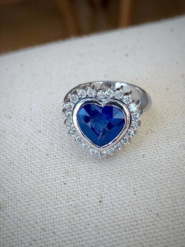 2.88Ct Blue Heart Cut Bezel Ring | Perfect Party Wear Ring For Women | Special Occasion