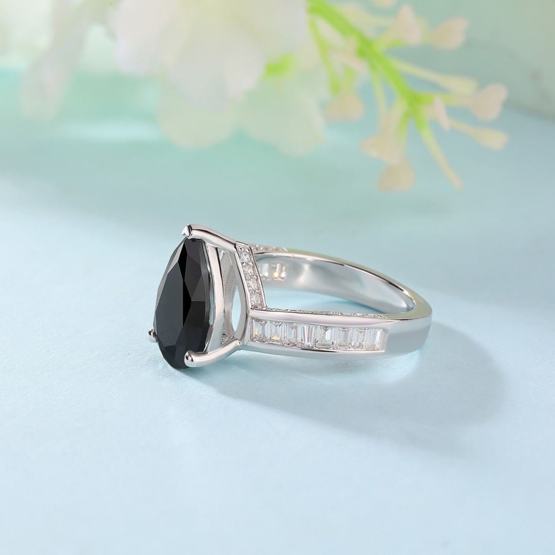 2.8Ct Black Pear Cut Solitaire Ring | Party Wear Ring For Her | Stacking Ring | Classic Ring