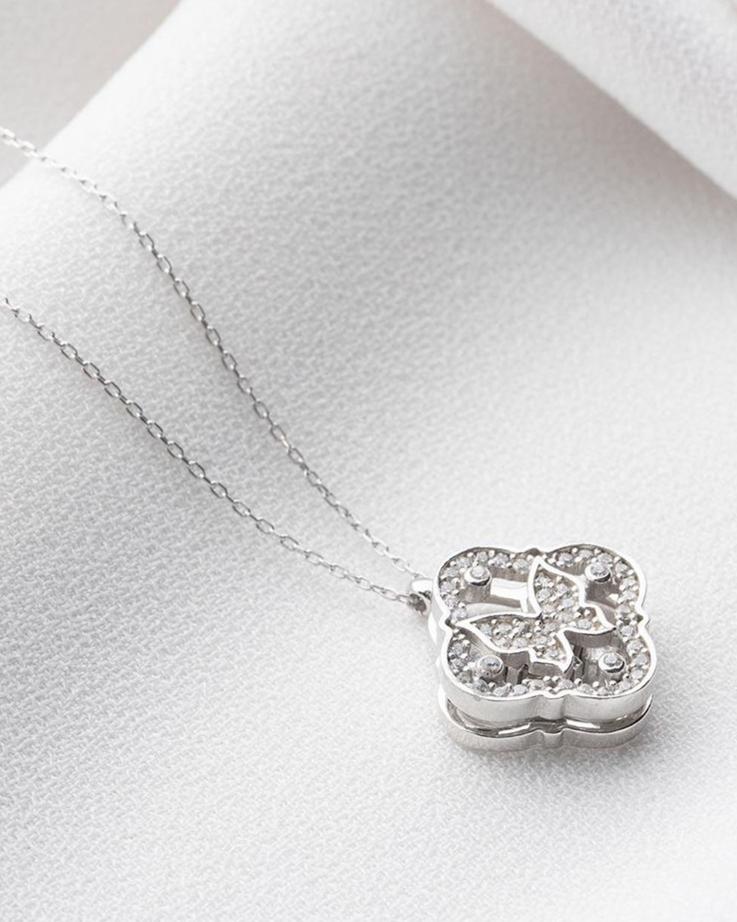 Rotating Butterfly Shape 2.80Ct White Round Cut Cluster Pendant | Birthday Gift Pendant | Surprise Gift Pendant For Women | Fashion Jewelry
