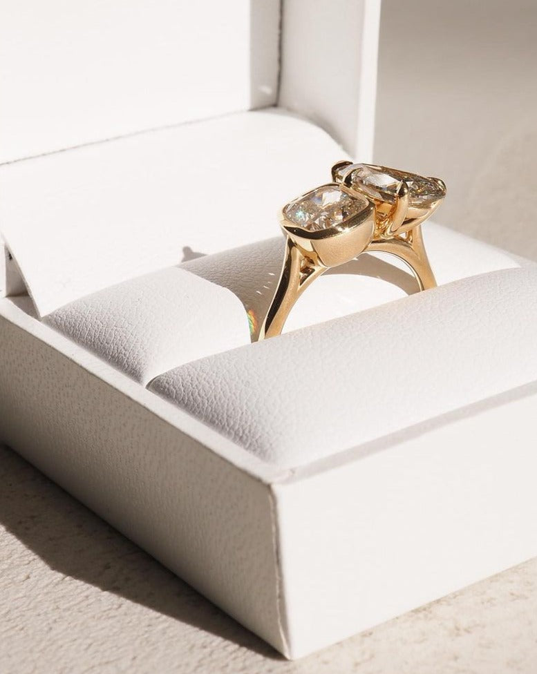 2.5Ct White Pear And Cushion Cut Two Stone Ring | Wedding Gift Ring | Elegant Ring | Daily Wear Ring