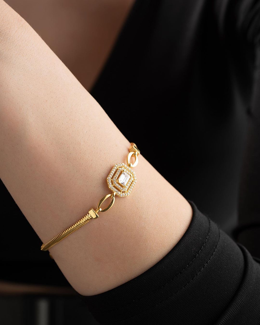 White Baguette Brilliant Cut Signity Diamond Double Halo Bracelet | Engagement Gift Bracelet For Fiancee | Promise Gift Bracelet For Her