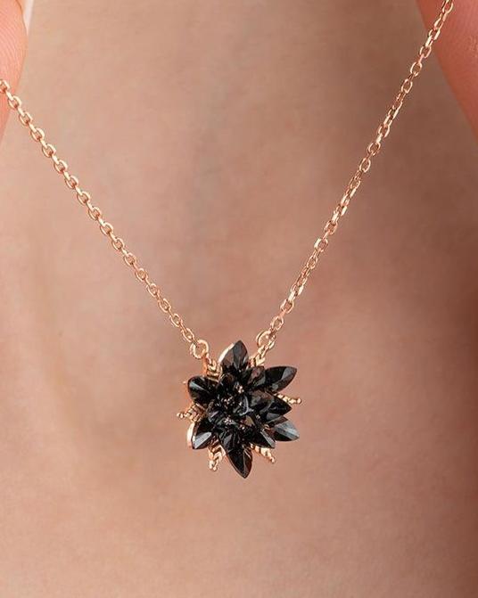 Lotus Flower Shape 3.30Ct Black Pear Cut Cluster Pendant | Party Wear Pendant For Women | Fashion Jewelry | Stylish Pendant