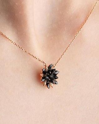 Lotus Flower Shape 3.30Ct Black Pear Cut Cluster Pendant | Party Wear Pendant For Women | Fashion Jewelry | Stylish Pendant