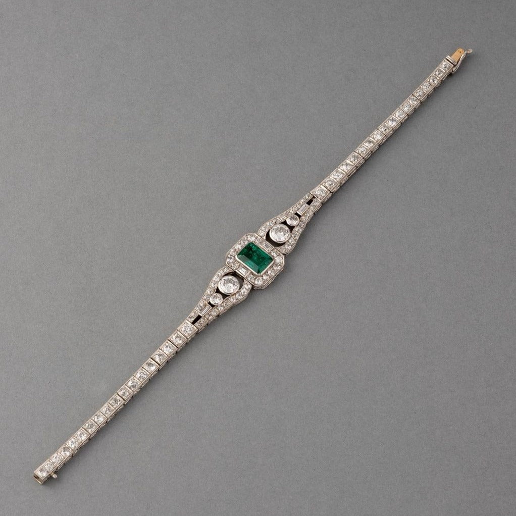 Green Emerald Brilliant Cut Signity Diamond Bezel With Halo Bracelet | Party Wear Bracelet For Women | Anniversary Gift For Wife