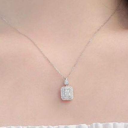 2.88Ct White Cushion Cut Double Halo Pendant | Engagement Gift Pendant For Fiancée | Bridal Jewelry | Designer Jewelry Piece | Stylish Pendant