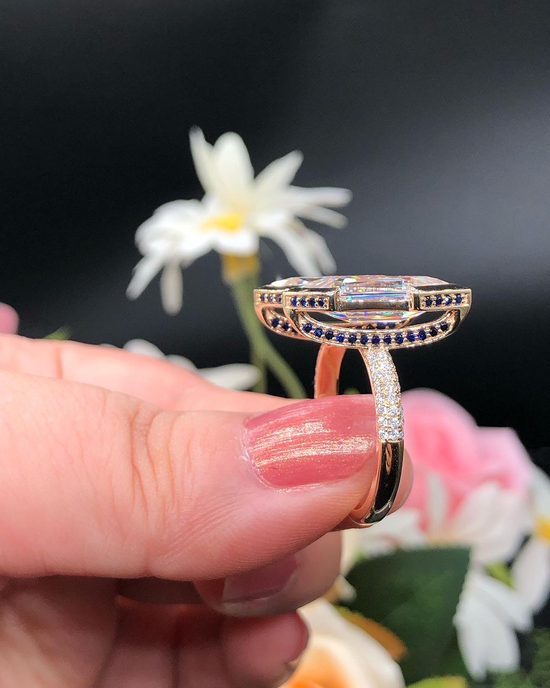 3.50Ct White Marquise And Hexagon Cut Two Stone Ring | Toi Et Moi Ring | Party Wear Ring
