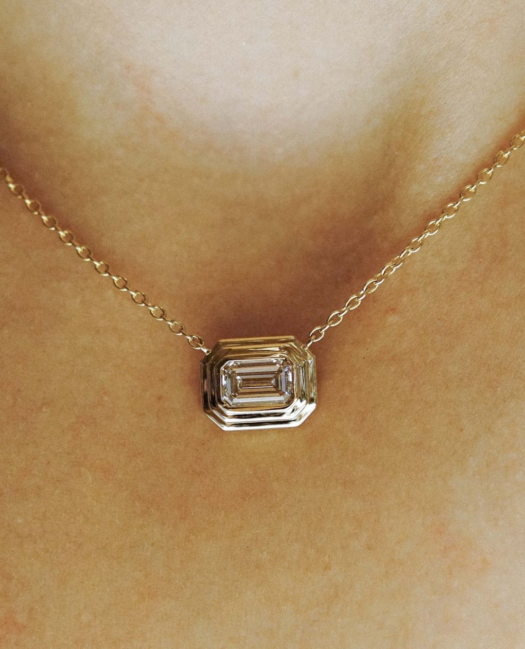 2.70Ct White Emerald Cut Bezel Pendant | Daily Wear Pendant | Birthstone Pendant | Classic Pendant | Women Jewelry