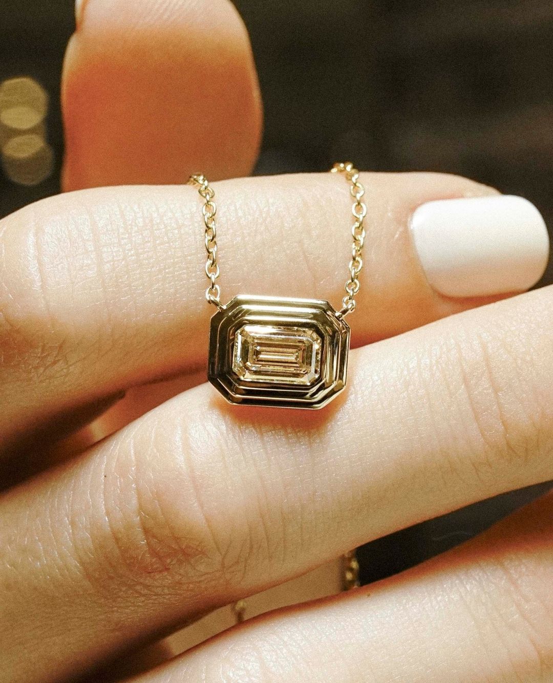 2.70Ct White Emerald Cut Bezel Pendant | Daily Wear Pendant | Birthstone Pendant | Classic Pendant | Women Jewelry