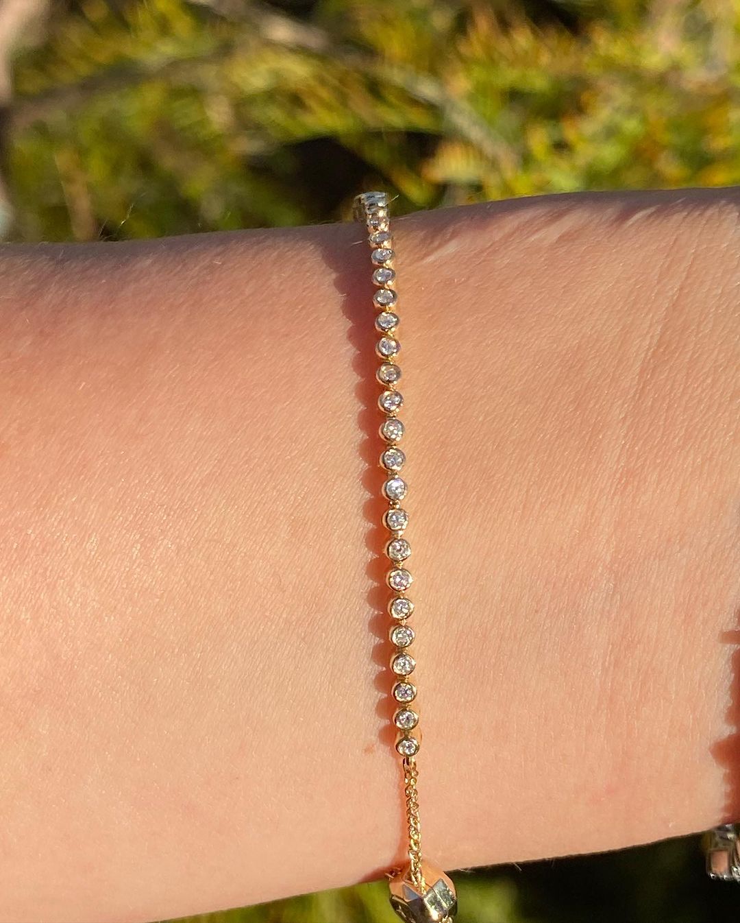 White Round Brilliant Cut Signity Diamond Bezel Set Bracelet | Adjustable Bracelet For Her | Designer Adjustable Bracelet