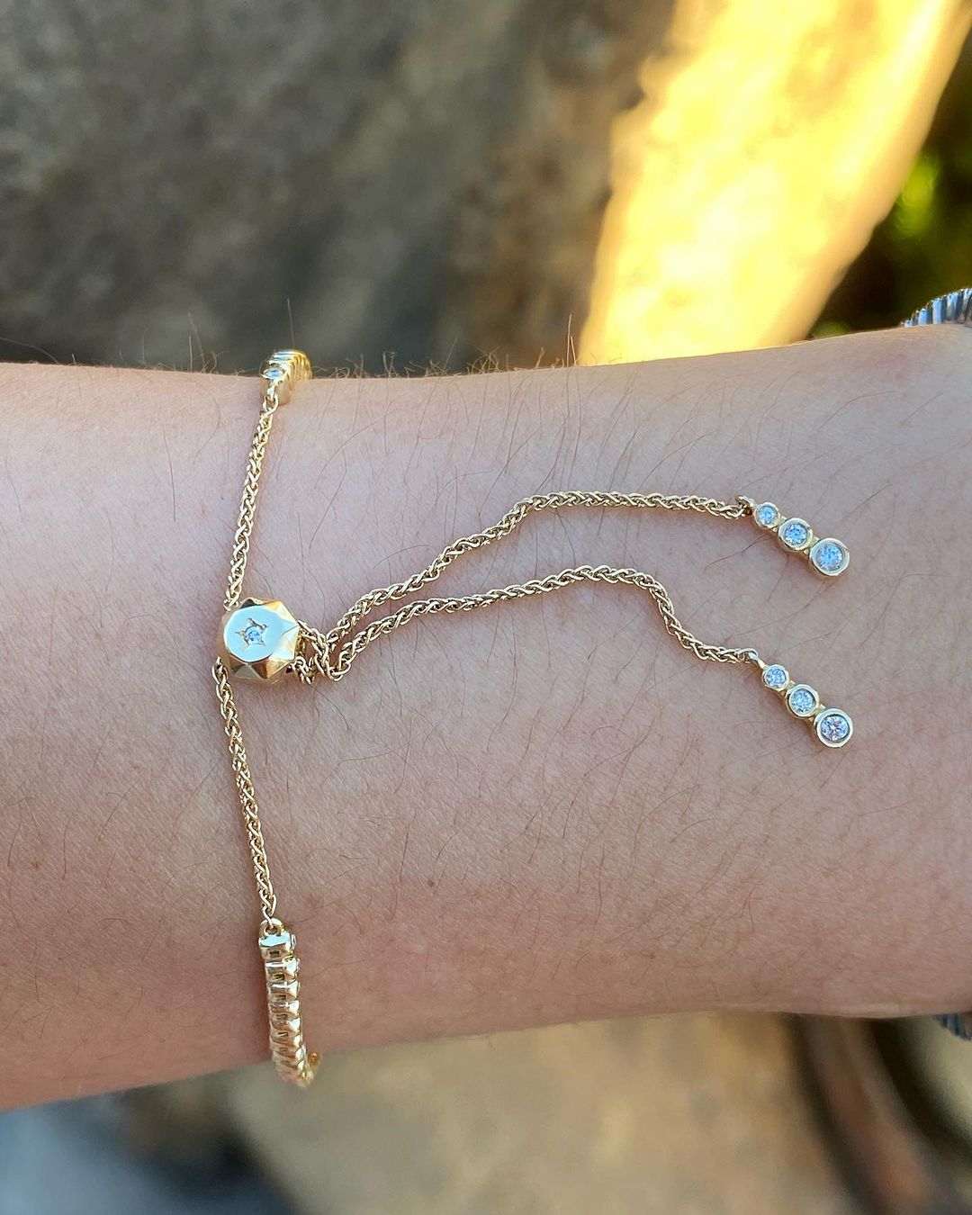 White Round Brilliant Cut Signity Diamond Bezel Set Bracelet | Adjustable Bracelet For Her | Designer Adjustable Bracelet