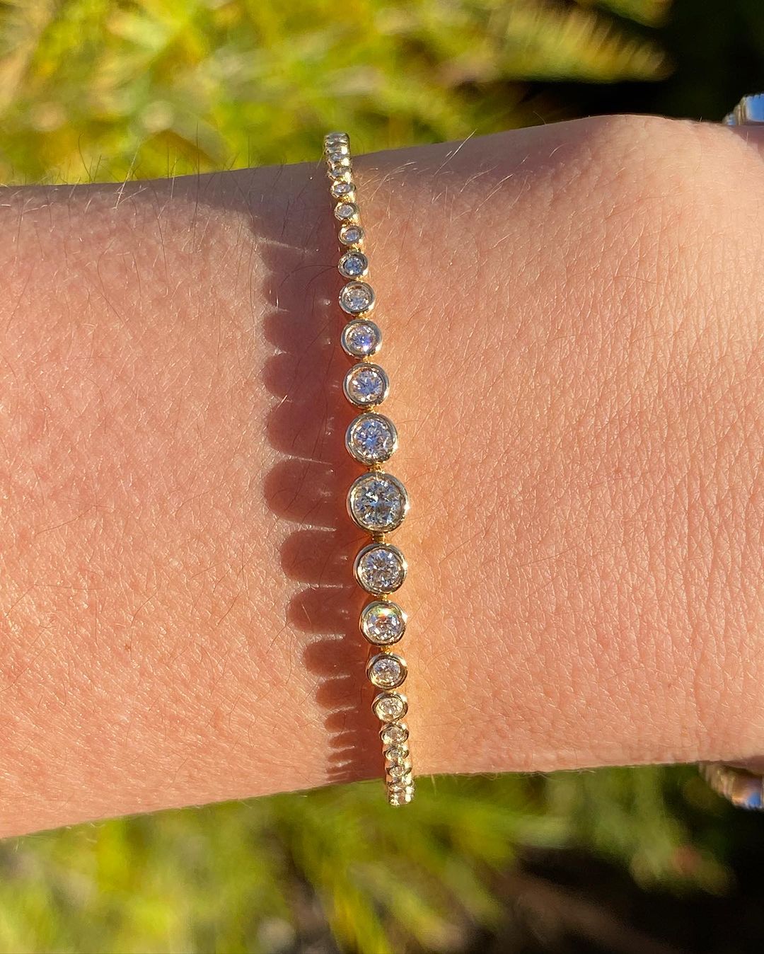White Round Brilliant Cut Signity Diamond Bezel Set Bracelet | Adjustable Bracelet For Her | Designer Adjustable Bracelet