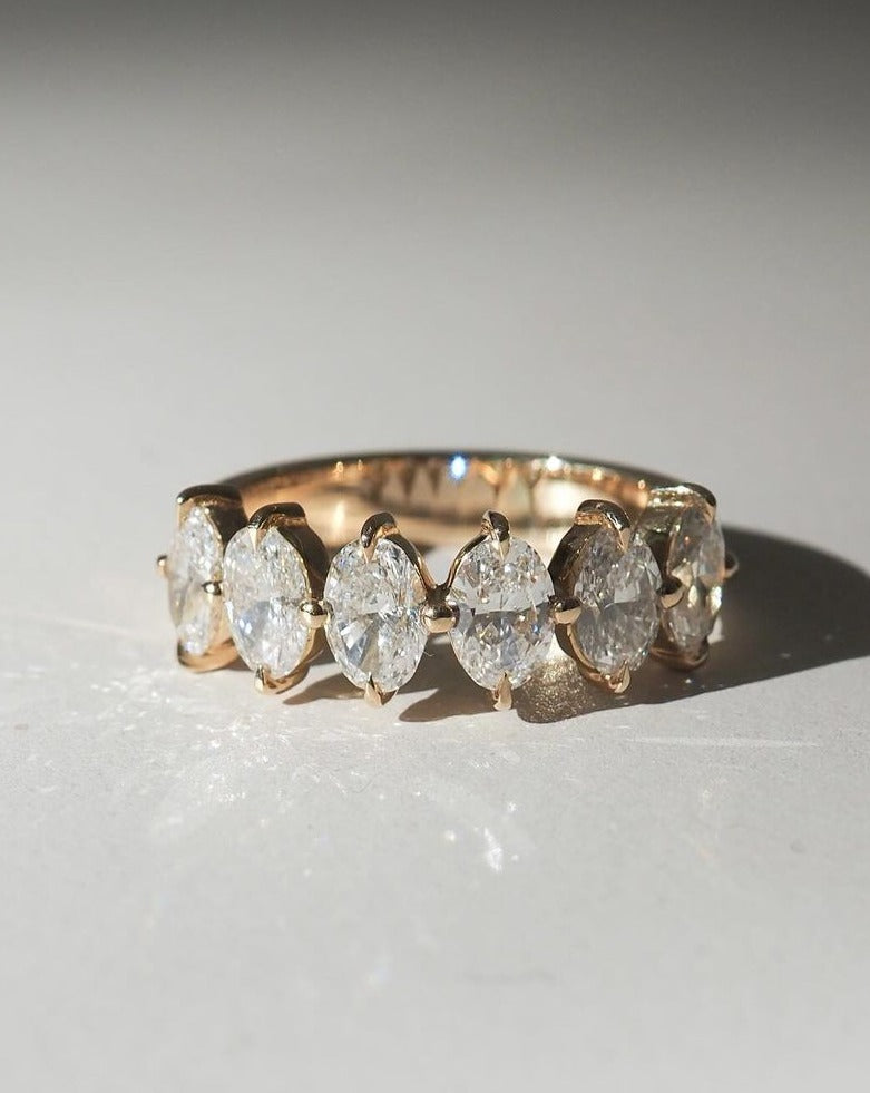 3.20Ct White Oval Cut Half Eternity Band Ring | Engagement Band Ring For Fiancée | Customize Band Ring