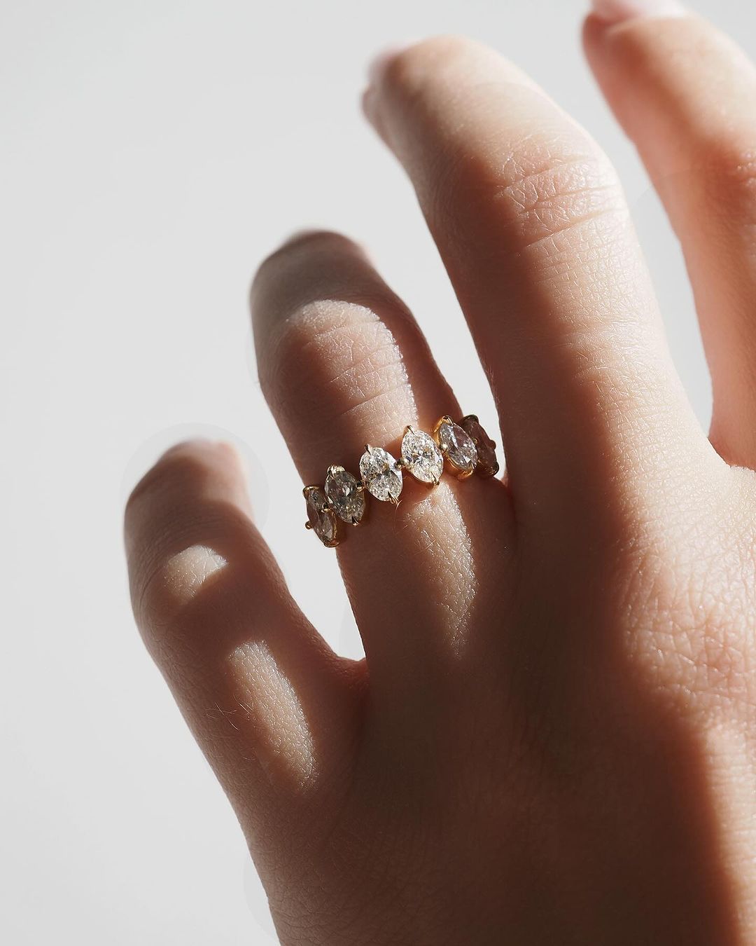 3.20Ct White Oval Cut Half Eternity Band Ring | Engagement Band Ring For Fiancée | Customize Band Ring
