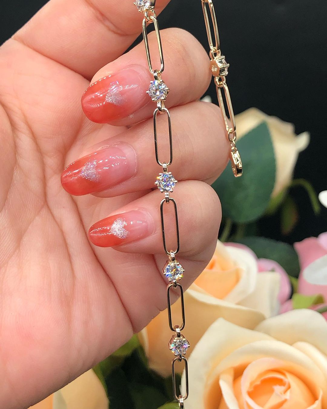 White Round Brilliant Cut Signity Diamond Prong Set Bracelet For Women | Paper Clip Bracelet For Her | Teenage Girl Gift Bracelet