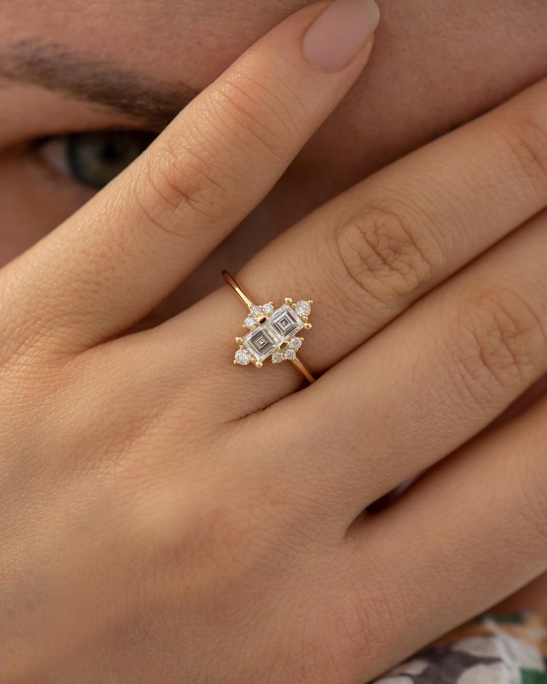 2.2Ct White Asscher Cut Two Stone Ring | Birthday Gift Ring | Women's Day Gift Ring | Unique Ring