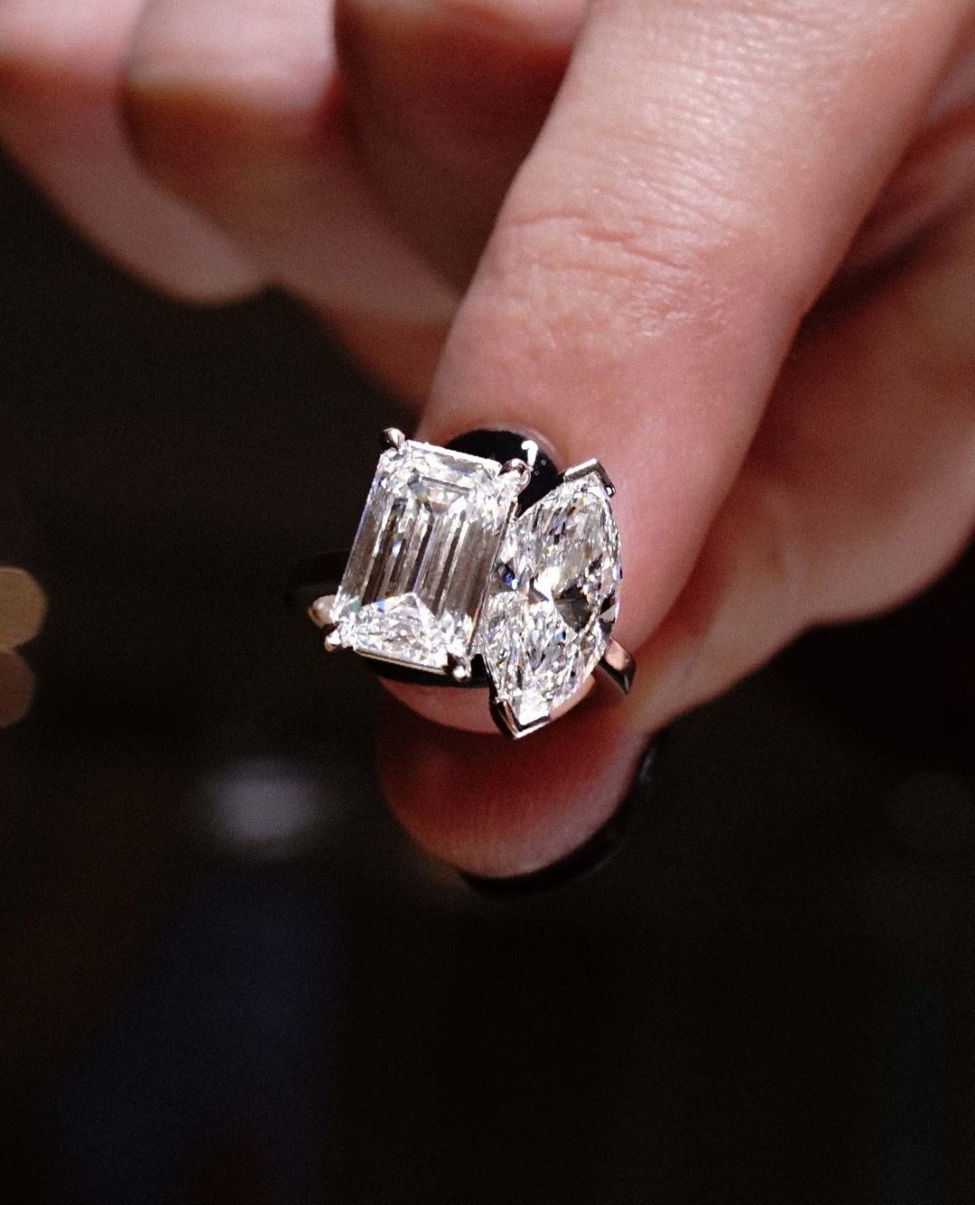 2.5Ct White Marquise And Emerald Cut Two Stone Ring | Birthday Gift Ring For Mother | Toi Et Moi Ring For Her | Classic Design Ring