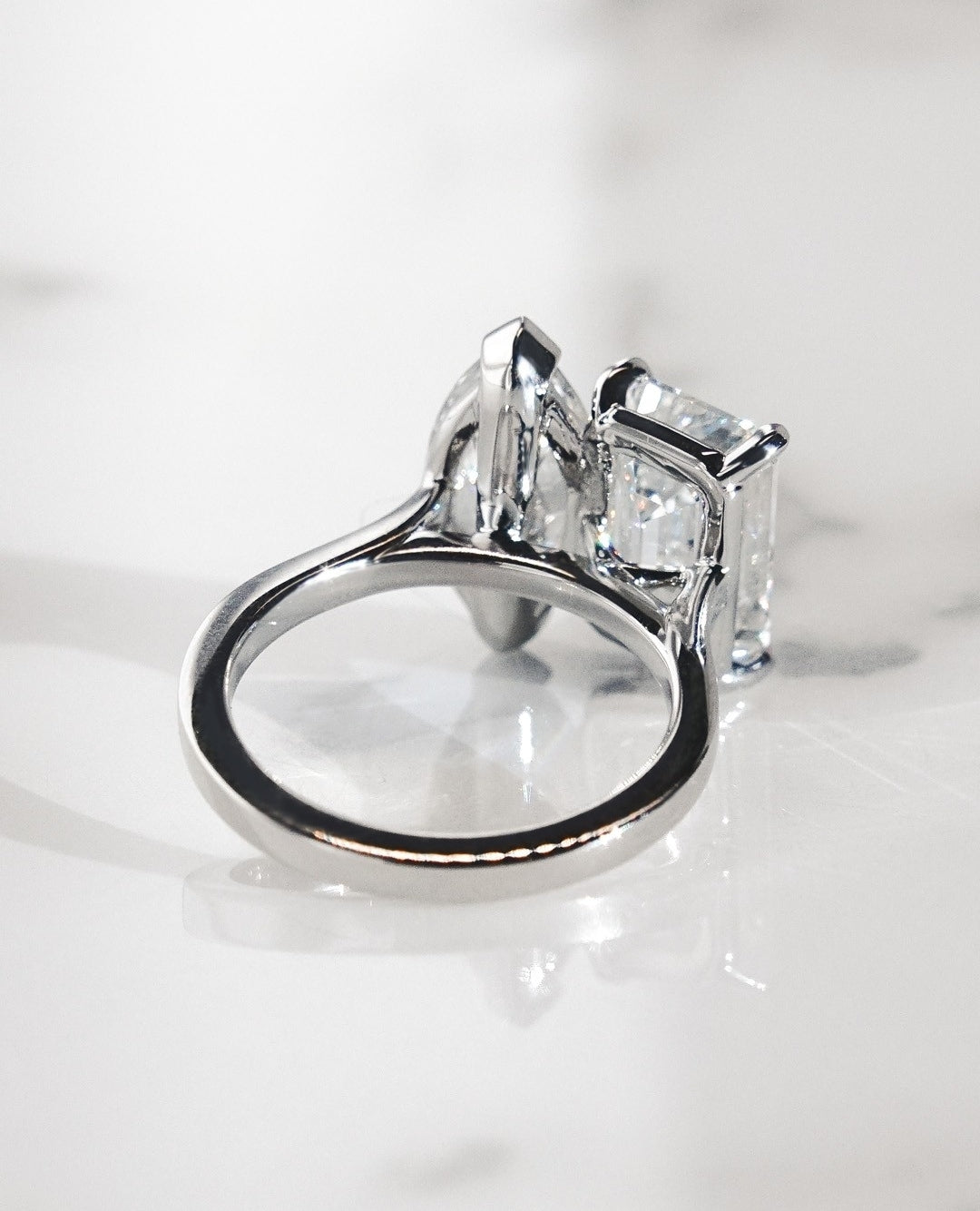 3.1Ct White Asscher Cut Bezel And Three Stone Ring | Birthday Gift Ring For Her | Classic Ring For Women | Jewelry Collection