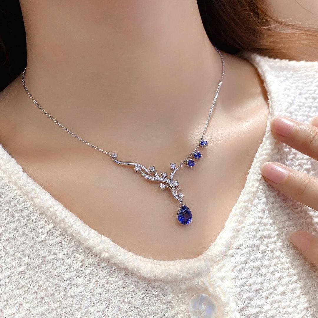 2.77Ct Blue Pear Cut Solitaire Pendant | Special Occasion pendant | Sophisticated Pendant | Surprise Gift Pendant For Women | Fashion Jewelry