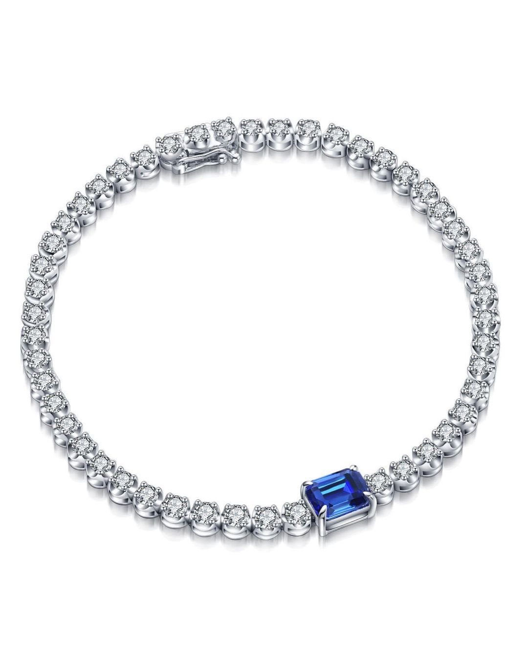 Blue Emerald Brilliant Cut Signity Diamond Tennis Bracelet For Women | Solitaire Tennis Bracelet | Birthday Gift Bracelet For Her