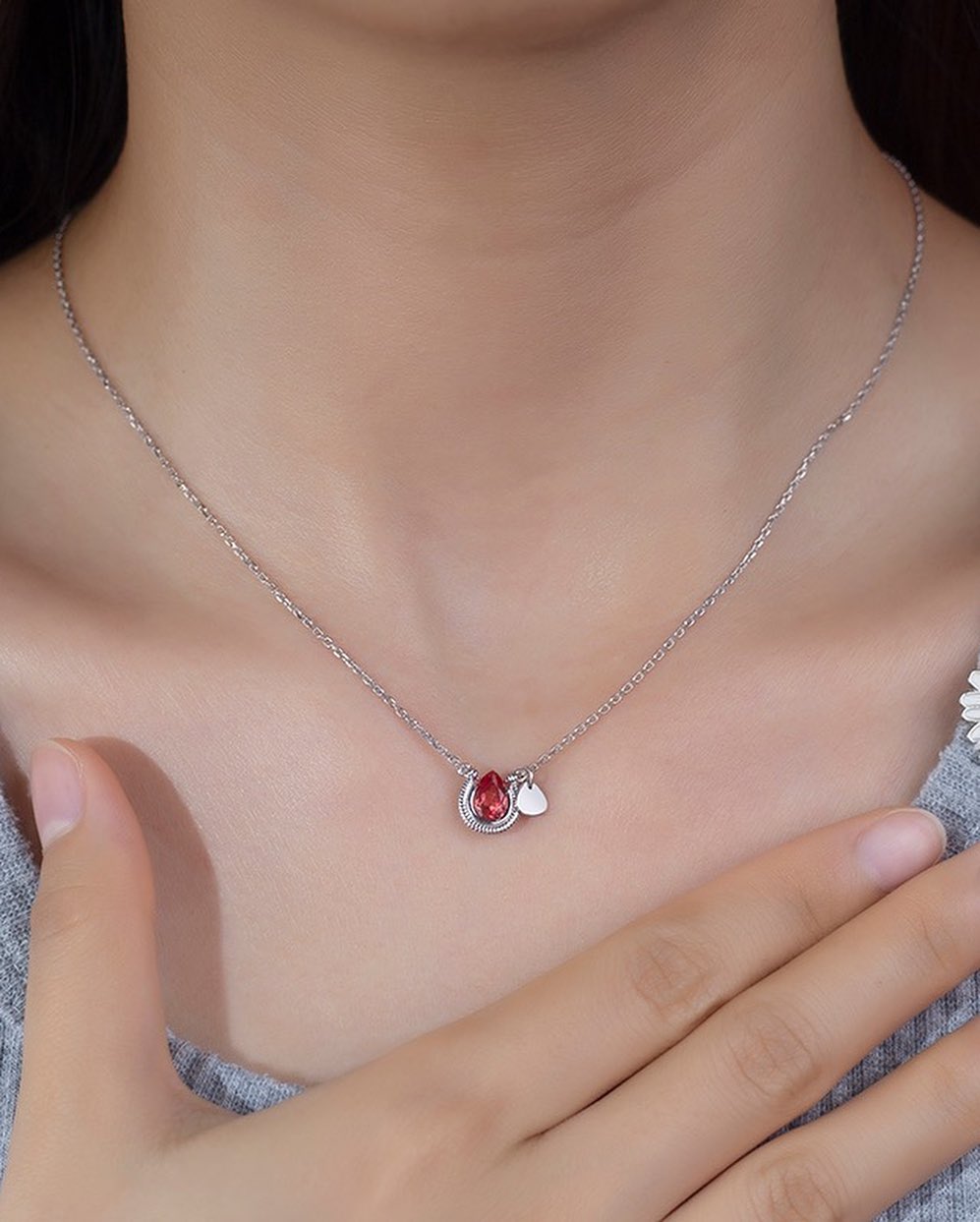2.77Ct Red Pear Cut Half Bezel Pendant | Daily Wear Pendant For Her| Classic Pendant | Women Jewelry