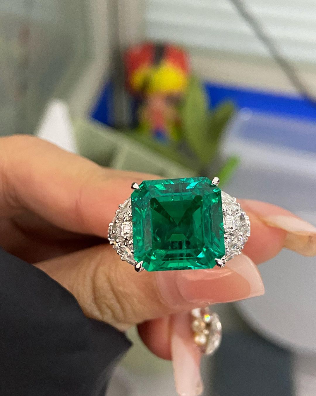 3.5Ct Green Asscher Cut Solitaire Ring For Her | Party Wear Ring For Women | Celebrity Style Ring | Special Occasion Ring