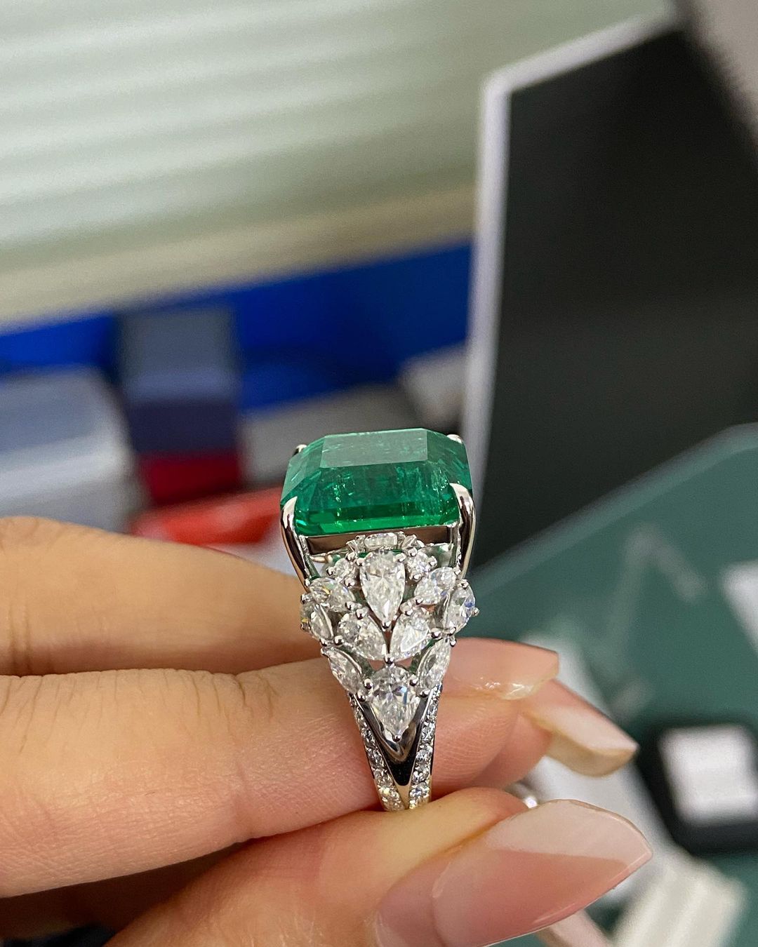 3.5Ct Green Asscher Cut Solitaire Ring For Her | Party Wear Ring For Women | Celebrity Style Ring | Special Occasion Ring