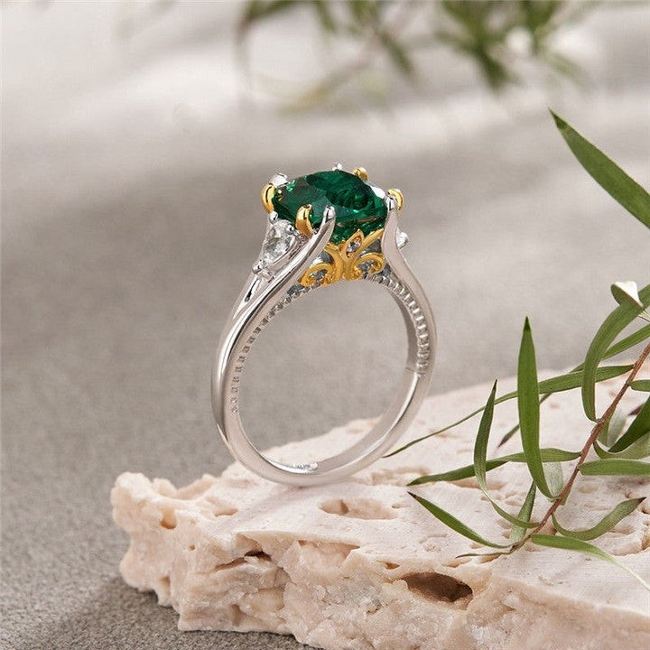 2.5CT Green Cushion Cut Solitaire Ring | Birthstone Ring For Women | Split Shank Ring | Thank You Gift Ring