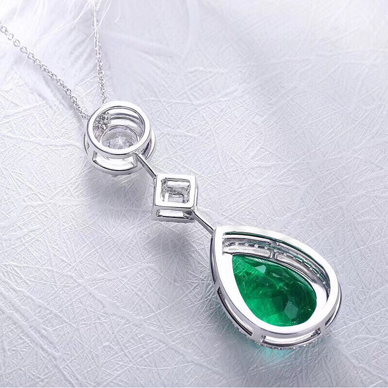 3.30Ct Green Pear Cut Halo Pendant | Party Wear Pendant | Elegant Jewelry Piece | Forever One Pendant | Gorgeous Pendant For Women