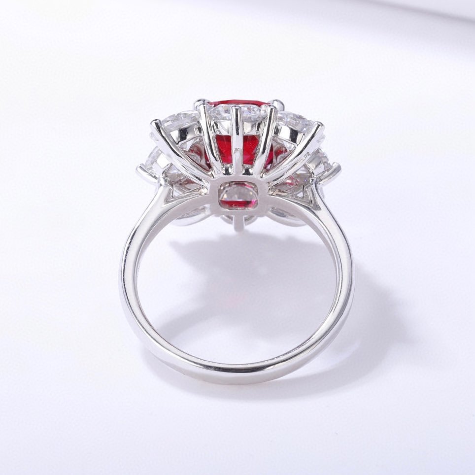 2.5Ct Red Cushion Cut Halo Ring | Bridal Wedding Ring | Statement Ring | Gift For Her