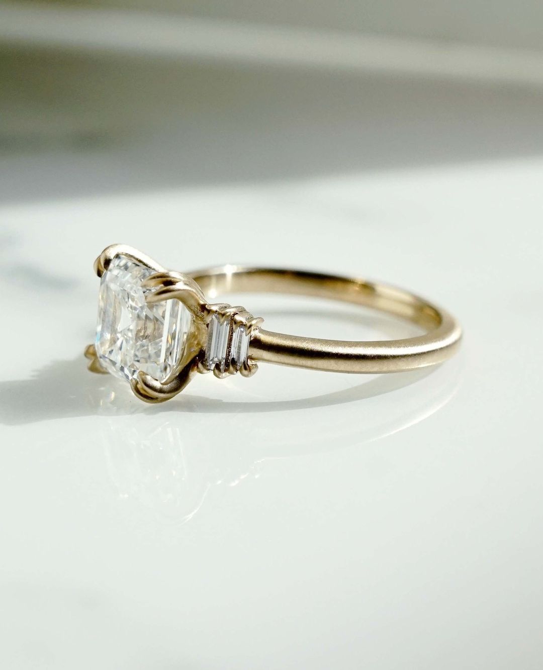 2.5CT White Asscher Cut Solitaire And Five Stone Ring | Engagement Ring For Fiancee | Special Occasion Ring | Daily Wear Ring