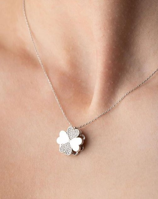 Spinning 4 Hearts Clover Shape 2.50Ct White Round Cut Prong Pendant | Stunning Pendant For Women | High Quality Pendant For Her | Bridal Jewelry