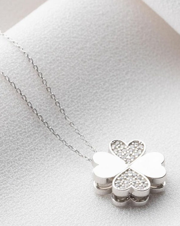 Spinning 4 Hearts Clover Shape 2.50Ct White Round Cut Prong Pendant | Stunning Pendant For Women | High Quality Pendant For Her | Bridal Jewelry