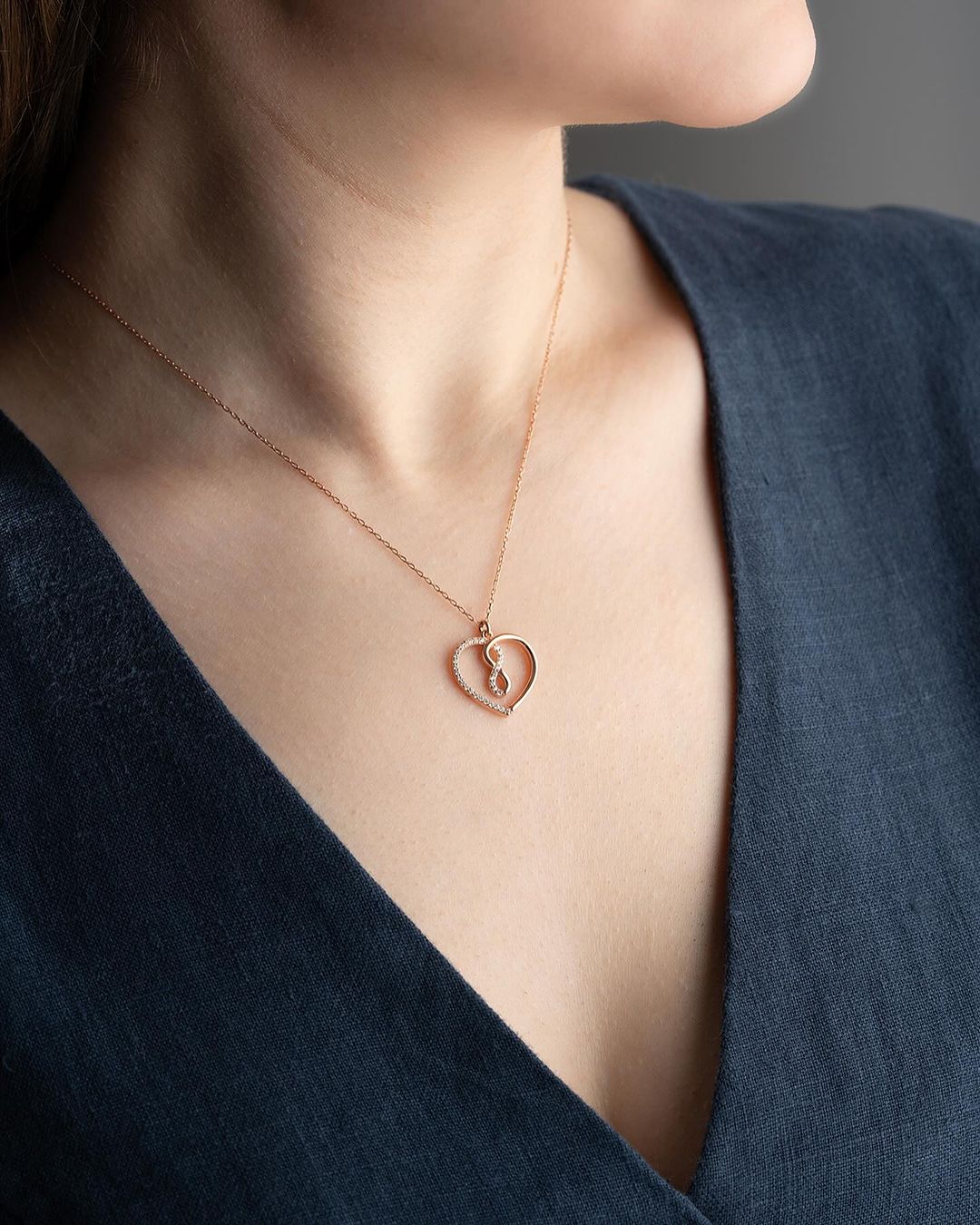 Infinity With Heart Shape 2.20Ct Half Metal & Half Diamond Round Cut Pave Pendant | Lovable Pendant For Her | Birthday Gift Pendant | Fashion Jewelry