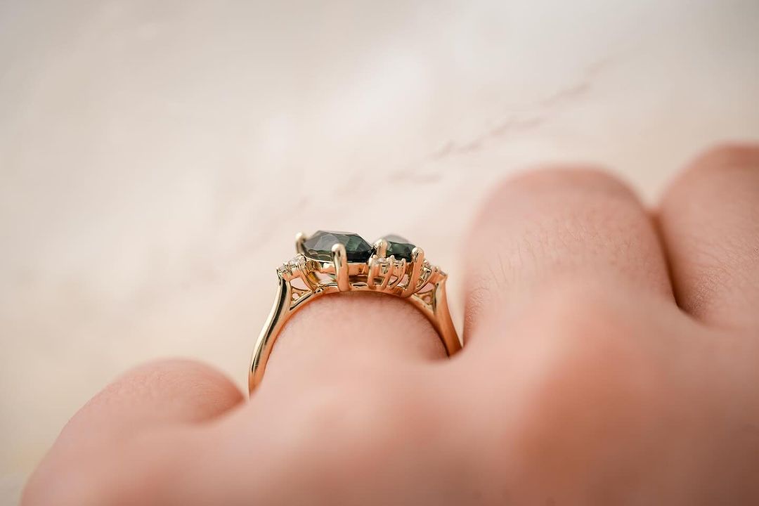 2.6CT Green Pear Cut Two Stone Ring | Anniversary Gift Ring | Gift For Women | Elegant Ring