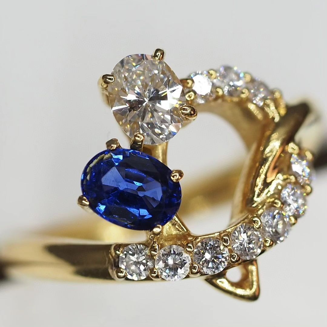 2.8Ct Blue And White Oval Cut Two Stone Ring | Wedding Ring For Bridal | Promise Ring | Gift For Her