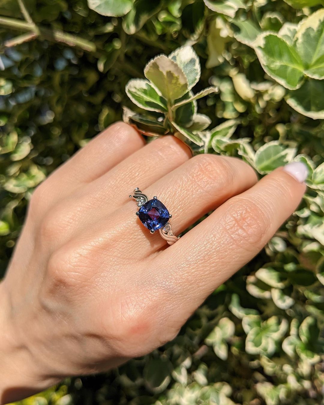 2.5Ct Blue Cushion Cut Solitaire Ring For Her | Promise Ring For Fiancee | Everyday Wear Jewelry | Classic Design Ring
