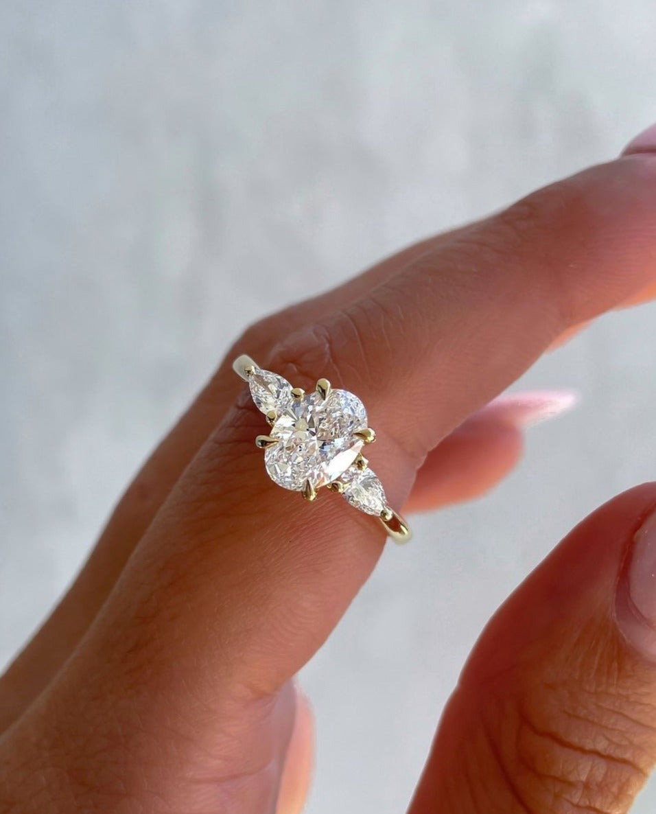 2.8Ct White Oval Cut Three Stone Ring | Engagement Ring For Fiancee | Trilogy Ring For Her | Beautiful Ring For Women