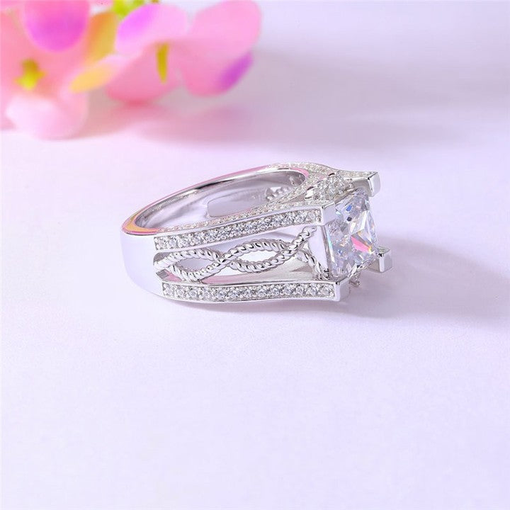 3.1CT White Princess Cut Solitaire Ring | Wedding Ring For Bridal | Vintage Art Deco Ring | Luxury Jewelry