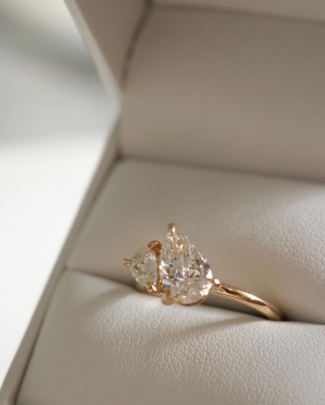 2.88Ct White Pear Cut Two Stone Ring | Toi Et Moi Ring | Surprise Gift Ring For Wife | Engagement Ring