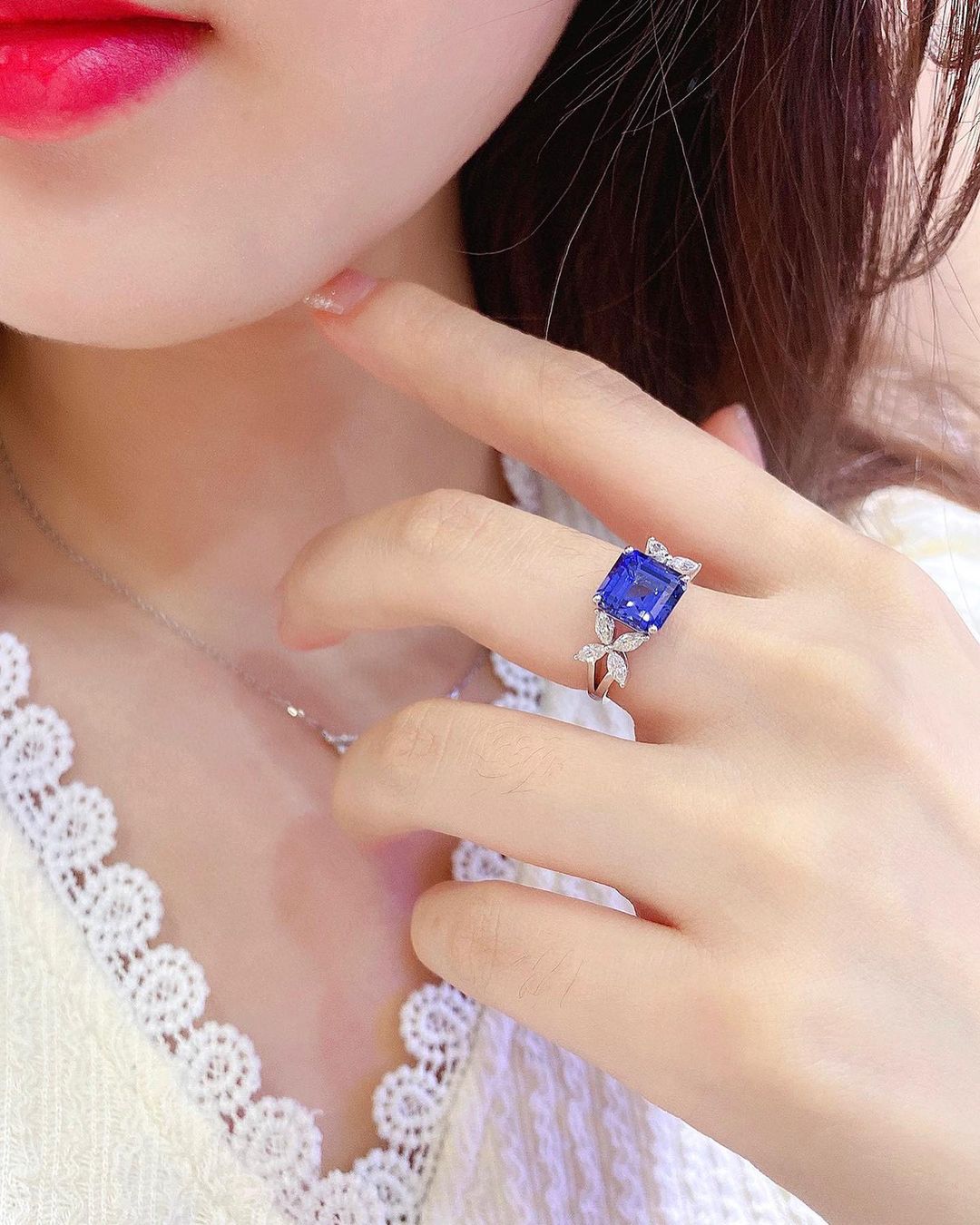 3.5CT Blue Asscher Cut Solitaire Ring | Wedding Ring For Bridal | Beautiful Ring For Women | Designer Ring