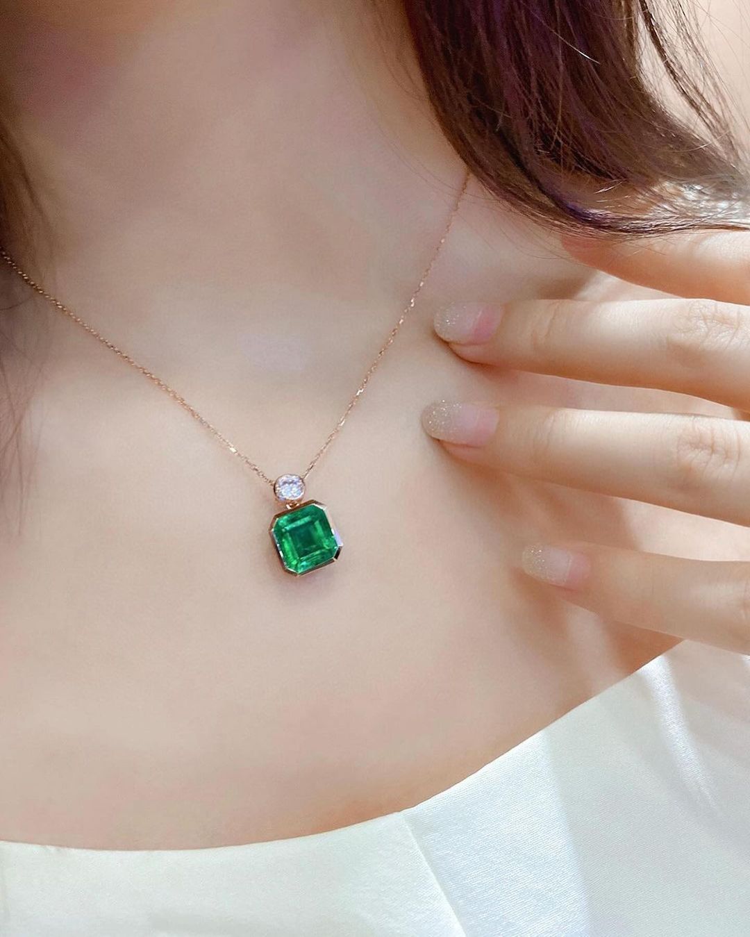 2.88Ct Green Asscher Cut Bezel Pendant | Wedding Gift Pendant For Bridal | Special Event Wear Pendant | Women Jewelry
